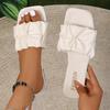 Large Size Open-toed Low-heeled Slippers Women's Summer New Fashion Pleated One-character Cool Slippers