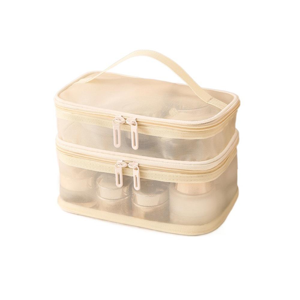 1/2/3 Layers Mesh Cosmetic Bags Zipper Perspective Makeup Bag Casual Cosmetic Storage Bag Women