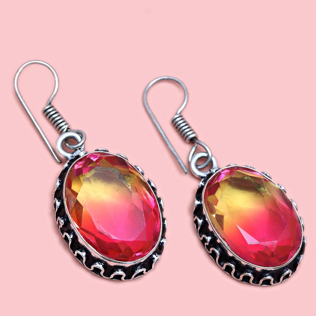 Tourmaline Set Gemstone Gift Wedding Party Bi-Color Pendant,Earring,Ring