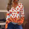 Fashionable High-quality Casual Geometric V-neck Long Sleeved T-shirt