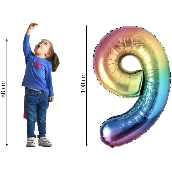 Ballon en Chiffre - Multicolore - 9 - 100cm - Décoration de Fête - Anniversaire