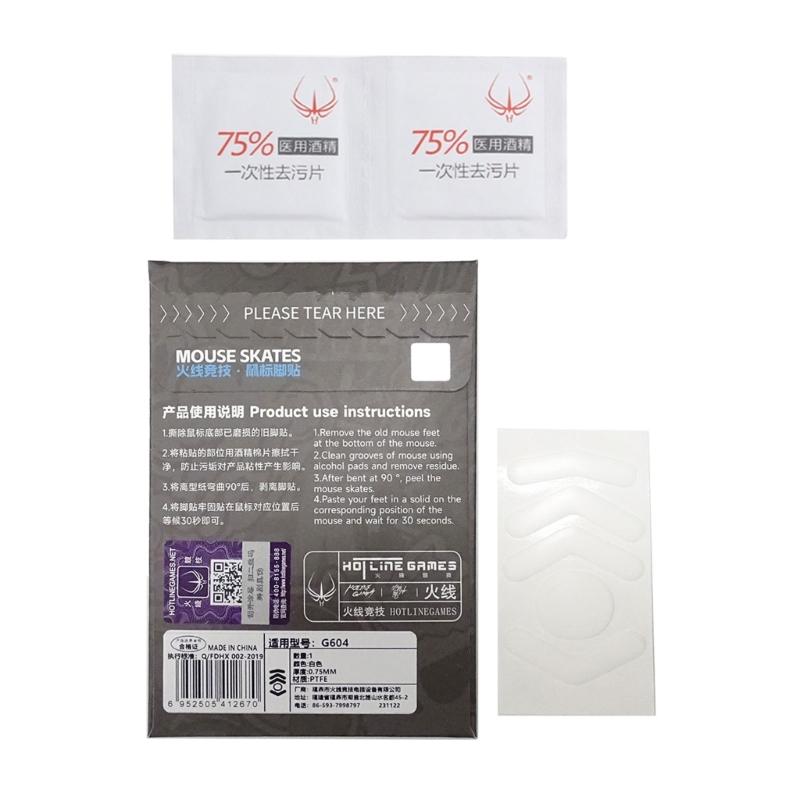 Hotline Games ICE Mouse Skates Feet for G604 Mouse Glides Curved Rounded Edges White Mouse Pad