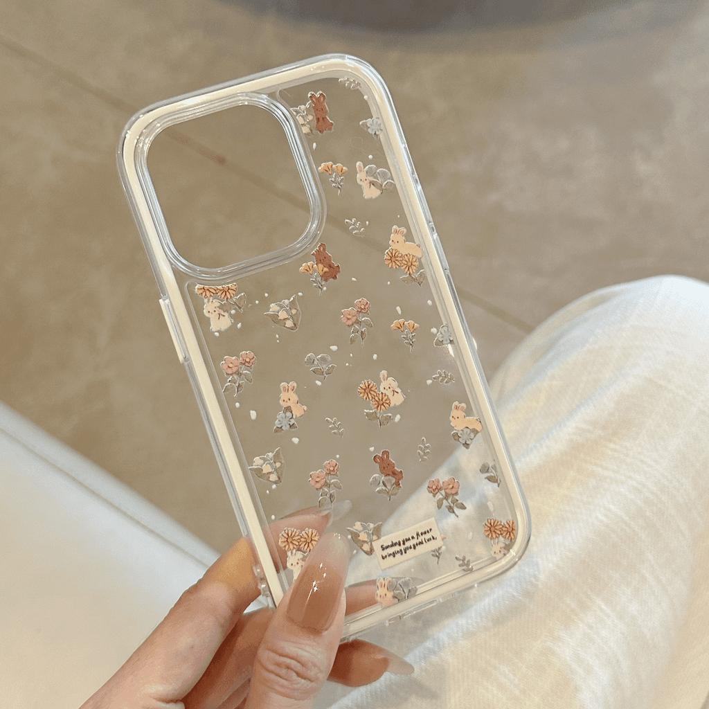 Девочки Цветочный Милый Маленький Кролик Подходит для IPhone16promax Apple 15 Чехол для Мобильного Телефона 14 Новая Модель