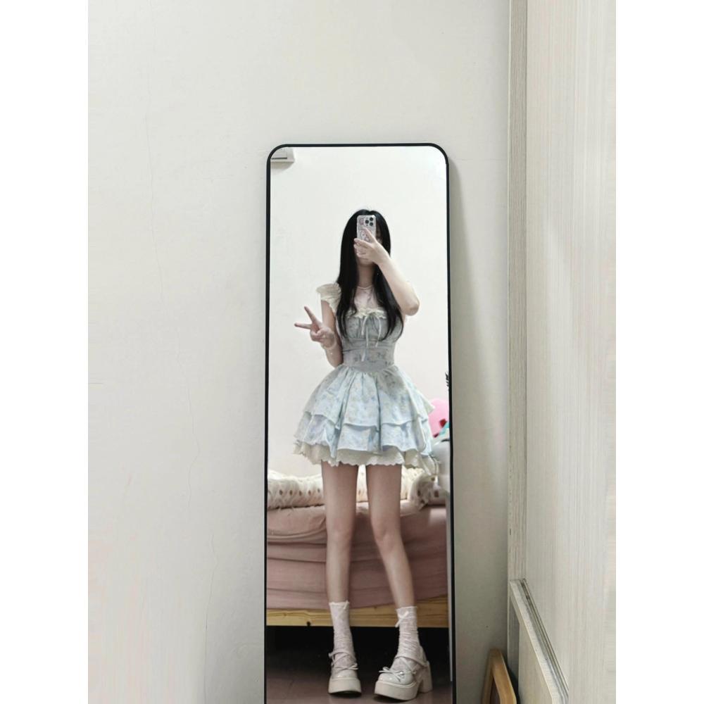 Девочки французское цветочное платье, маленькие рукава-крылышки, платье-торт принцессы, юбка-пачка на талии, детская летняя первая любовь, молочный сладкий