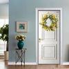 Artificial Spring Wreath for Front Door Yellow Flower Floral Wreath for Indoor Outdoor Home Decor 19.7in Outer Diameter