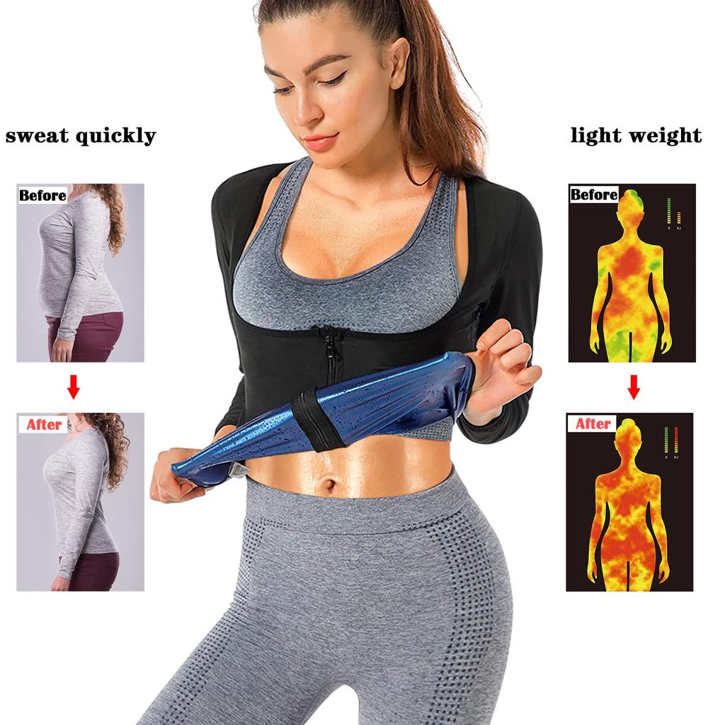 Костюм для сауны с улавливанием тепла для женщин, спортивный жилет для сауны с длинными рукавами для похудения, формирователь талии, футболка для тренировок, корректирующее белье, рубашка для фитнеса, верхняя куртка