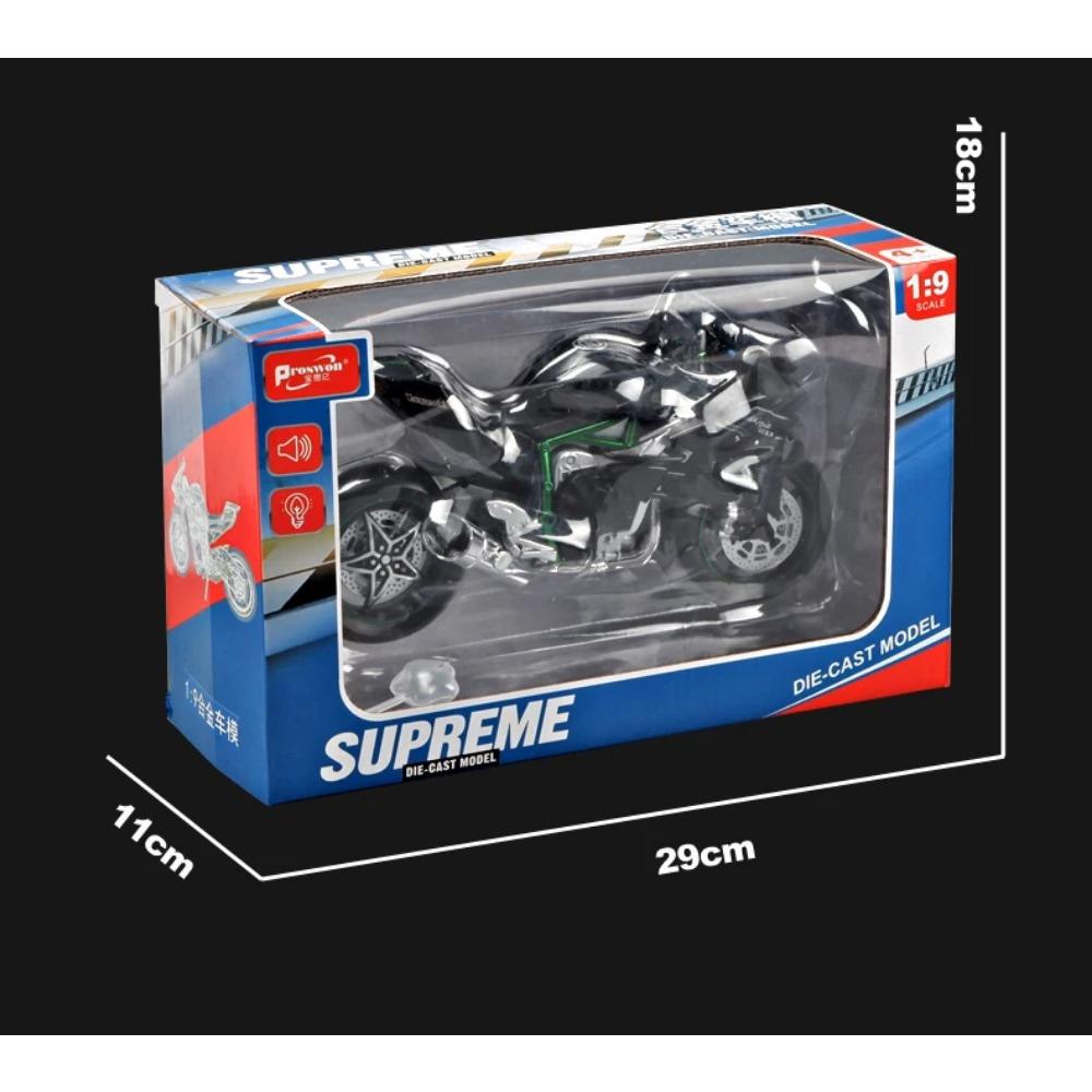 1/9 Модель из сплава Kawasaki H2R Мотоцикл с искрой Модель-спрей Искровой старт Сплав Симуляция Детская игрушка-мотоцикл Подарок