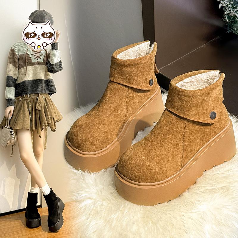 Женские зимние теплые меховые ботинки большого размера, утолщенные, на меху, зимние, ботильоны до щиколотки, нескользящие, для пеших прогулок, спортивные, с большой головой, хлопковые туфли