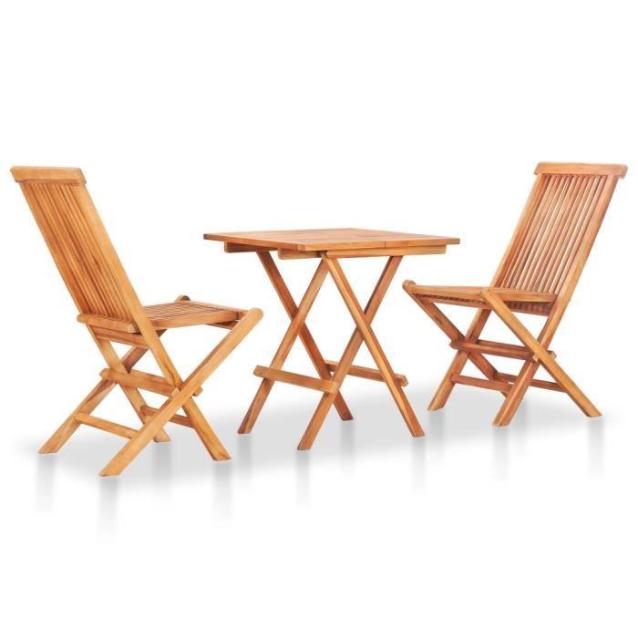 VidaXL 3-piece Folding Bistro Furniture Solid Teak Wood