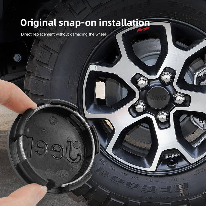 4Pcs 56mm Car Wheel Center Cover Stickers Hub Cap Sticker For Jeep Wrangler Grand Cherokee Avenger Compass Wagoneer Gladiator JL PSLVW1