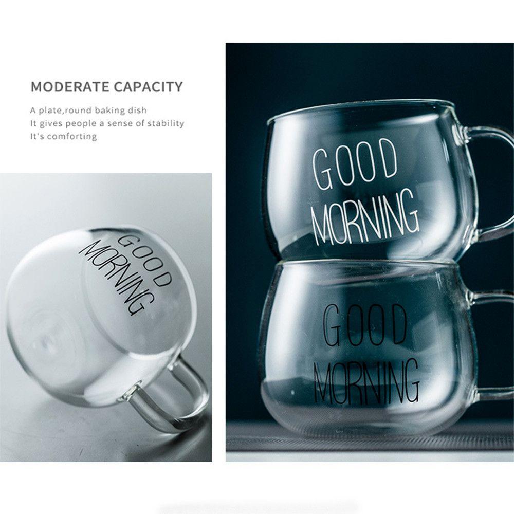 Прозрачный большой емкости стеклянный стакан круглый пустой стакан для молока кофе доброе утро письмо печать чай сок напиток посуда с ручкой