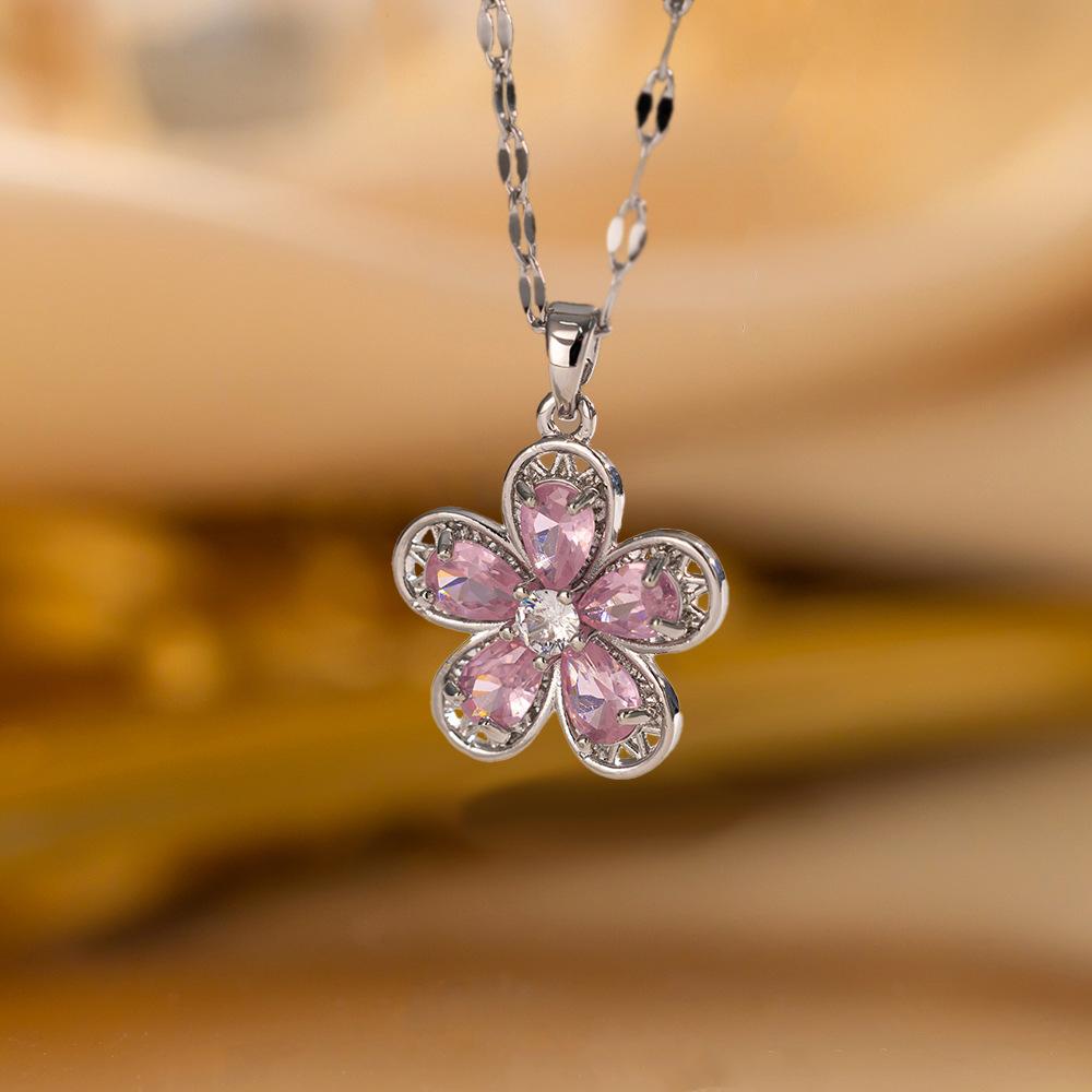 Elegant Full Zircon Copper Necklace Women Simple Exquisite Collarbone Chain Luxury Micro Inlaid Jewelry Gift