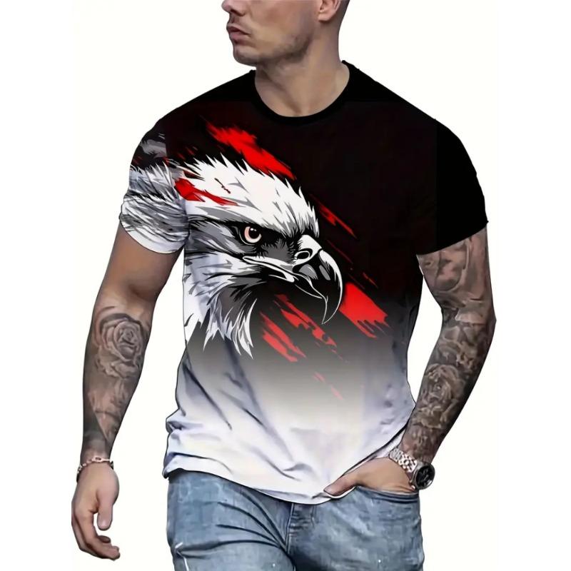 T-Shirts Oversize Eagle Graphic T-Shirt Summer Short Sleeve Tops Tees Oversized Fashion Animal Men T-Shirt Vintage Men's Clothes