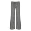 Women Casual Pants Straight Wide Leg Striped Print Long Trousers Adjustable Waist Strap