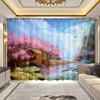 2Panel Peach Blossom Landscape Painting Curtain Chinese Curtain for Girls Bedroom Luxury Living Room Floor-to-ceiling Window
