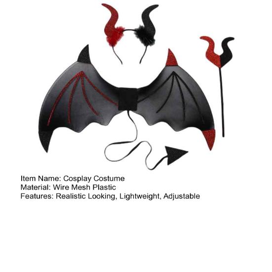 1 комплект, крылья дьявола с повязкой для волос, реалистичный вид, сверхлегкий костюм для косплея на Хэллоуин, реквизит для фотосъемки