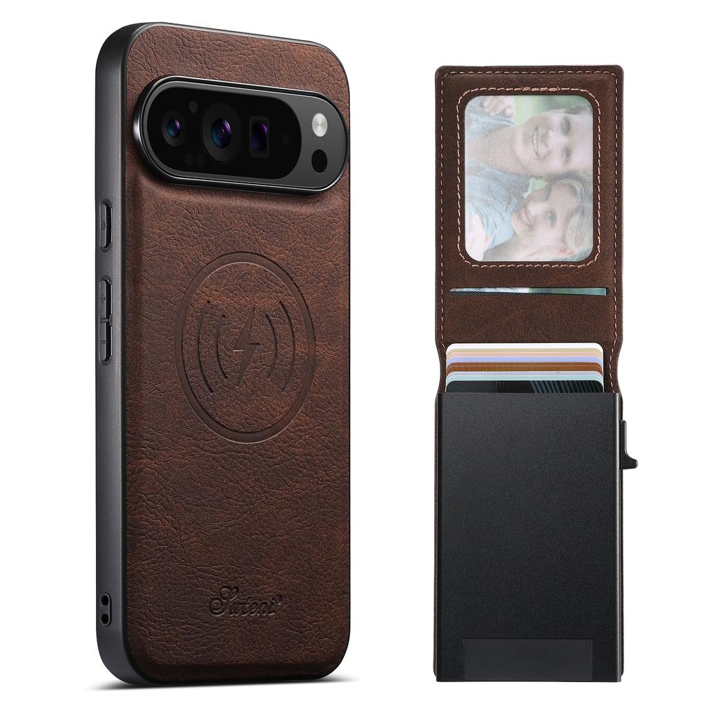 SUTENI H19 For Google Pixel 10 Pro XL Magnetic Case Card Holder Kickstand Litchi Texture Leather Back Cover