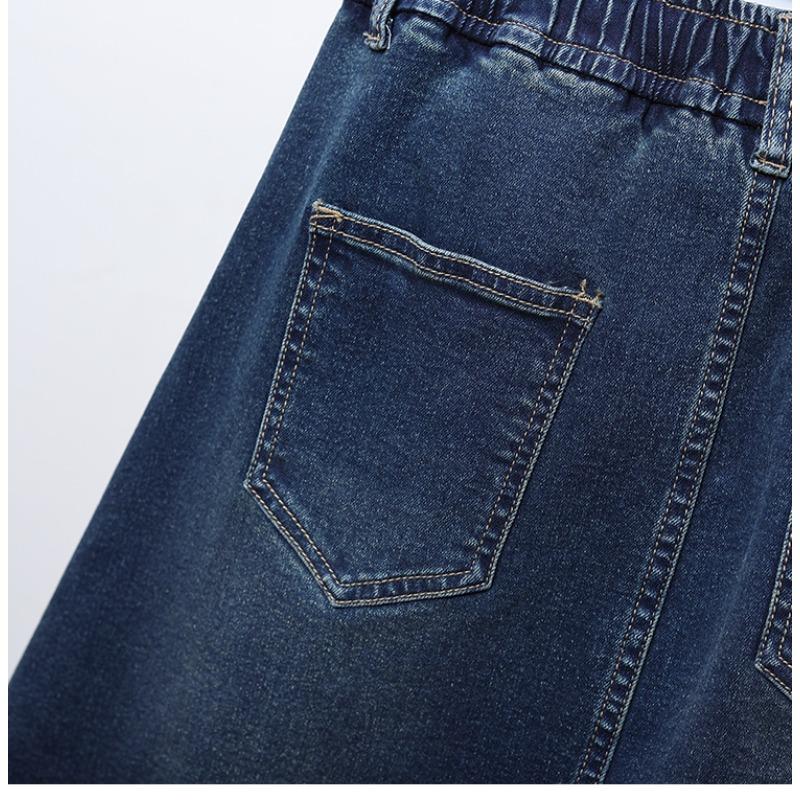 Dimanaf 2025 Летние эластичные джинсовые юбки больших размеров Женская мода Свободная А-силуэта Юбка с высокой талией Винтаж