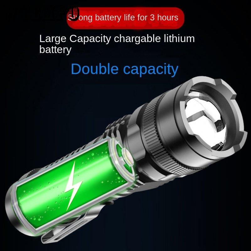 Выдвижной фонарик, светодиодный, портативный, многофункциональный, перезаряжаемый через USB, алюминиевый сплав, мощный фонарь, портативное мини-освещение