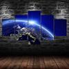 Outer Space Earth View Canvas 5 Piece Five Panel Wall Print Modern Art Poster Picture Home Decor Gift For Him Her