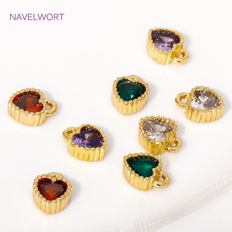 5mm*6.5mm 18K Gold Plated Mini Heart Crystal Glass Charms For Bracelet Making Findings,Pendants For Jewelry,DIY Accessories