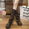 Fashion Platform Heel Knee High Boots Women Fashion Ladies Belt Buckle Knight Long Boots Autumn Winter Women's Thick Heel Shoes
