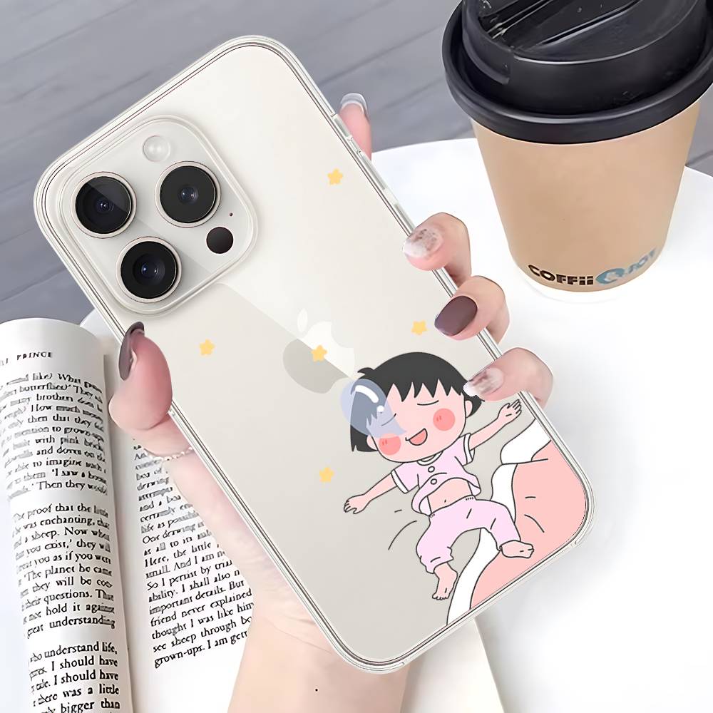 C-Милый Чиби M-Маруко-тян-S Чехол для телефона для IPhone 17 16 15 12 11 Pro Max 14 Plus 13 Mini Прозрачный Мягкий Чехол