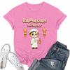 Girls Casual Loose Printed T-shirt Round Neck Pullover Short Sleeve Top