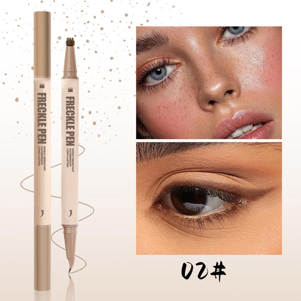 Dual-Ended 2-in-1 Eyeliner & Freckle Tool – Angled Tip + 6-Point Stamp, Water & Smudge Resistant, Long-Wearing for Daily Look