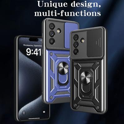 Чехол для Samsung Galaxy A56 5G, скользящая защита камеры, бронированный чехол для телефона для Samsung A56 5G, магнитный держатель, кольцо-подставка