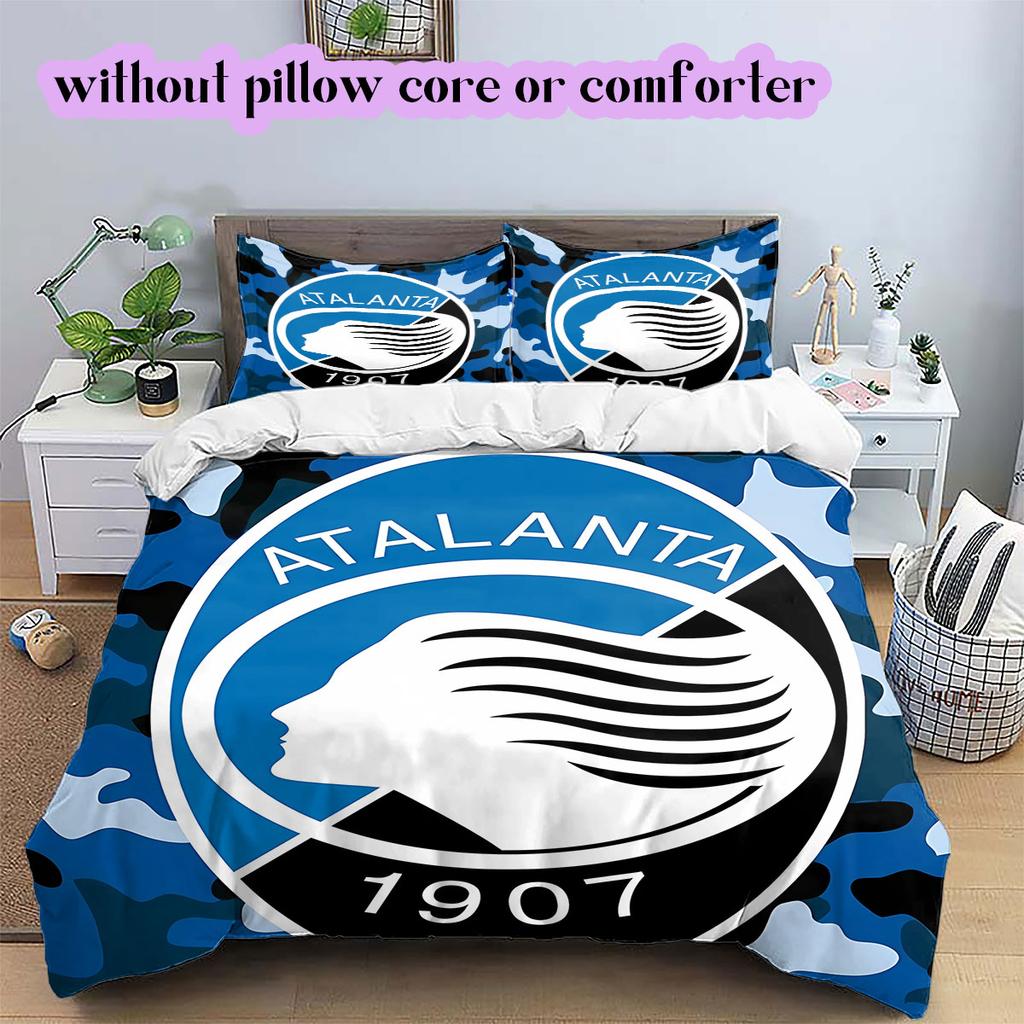 Atalanta BC Football Pattern Bedding,Quilt Set Quilt Cover Pillowcase Home Birthday Gift (1*duvet cover+2*pillowcase,without core)
