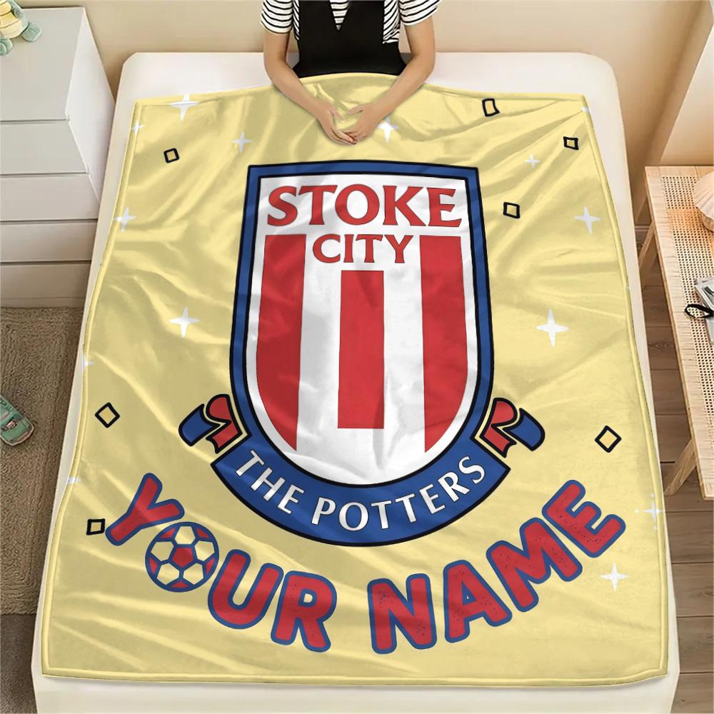 Custom Name Stoke City Flannel Blanket, High quality Comfortable for All Seasons, Home Decor, Warmth and Comfort