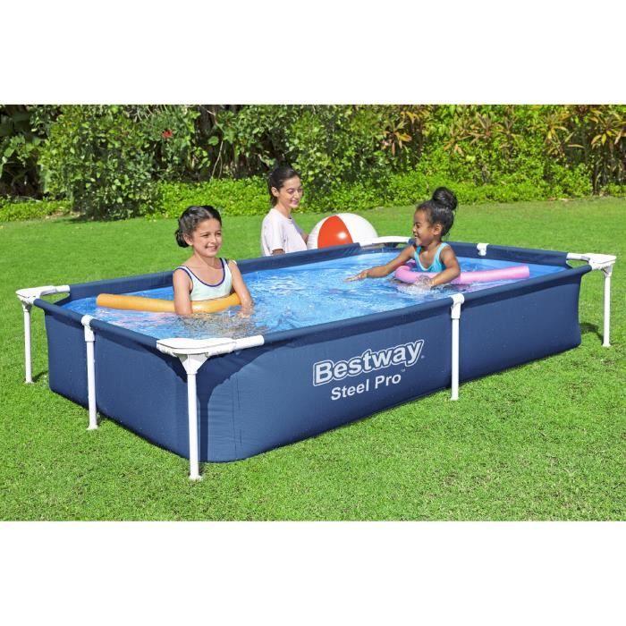 Piscine Démontable Rectangulaire - Bestway Steel Pro 221x150x43 cm Capacité de 1.200 Litres Couleur Bleu