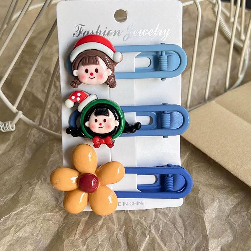 Adorable Christmas Cartoon Girl Flower Hair Clip Duckbill for Baby Bangs