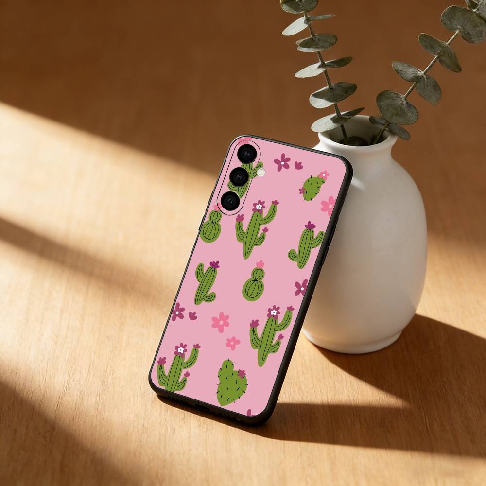 Чехол для телефона с кактусами и суккулентами для Samsung Galaxy A20, 21s, 22, 31, 32, 52, 53, 72, 73, 80, 91, Мягкий черный корпус