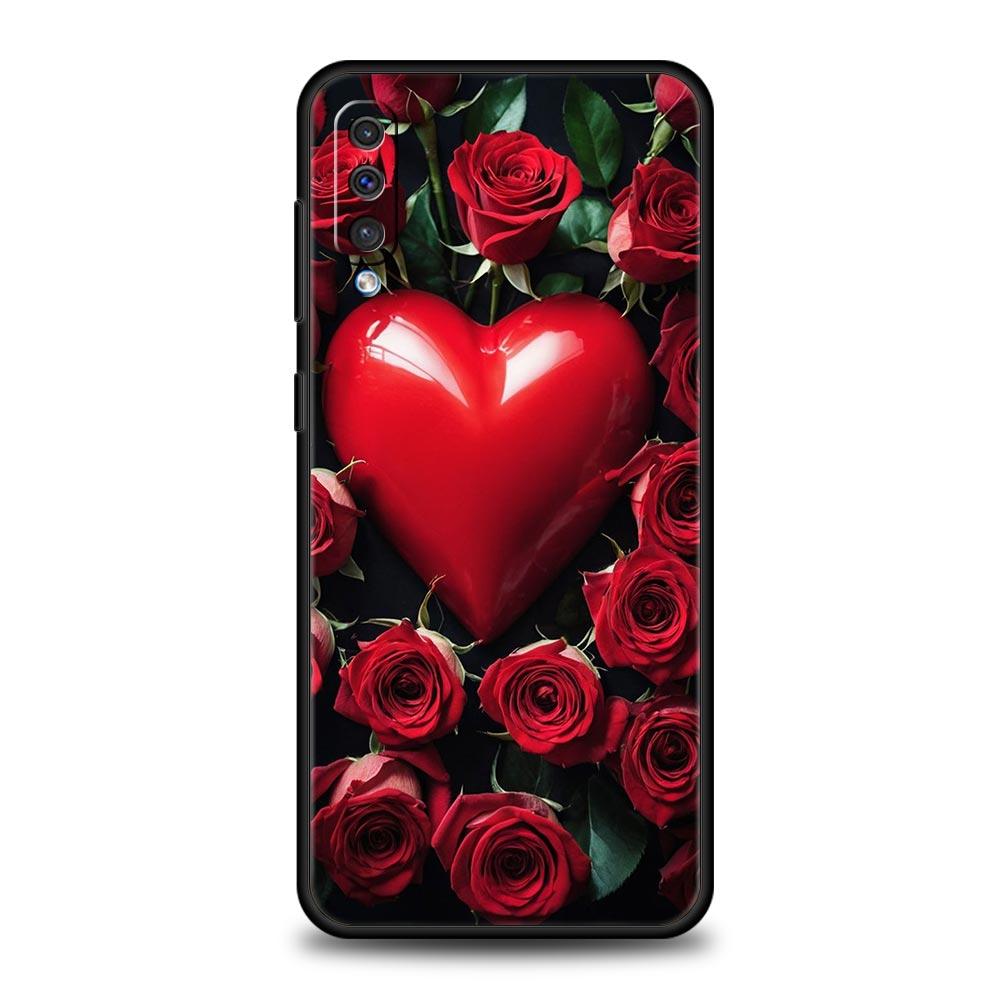 Чехол Для Samsung A24 A12 A14 A32 A50 A70 A20E A20S A10S A22 A40 A34 A54 A42 A52 5G A02S A04s Крышка Красивые Цветы Красной Розы