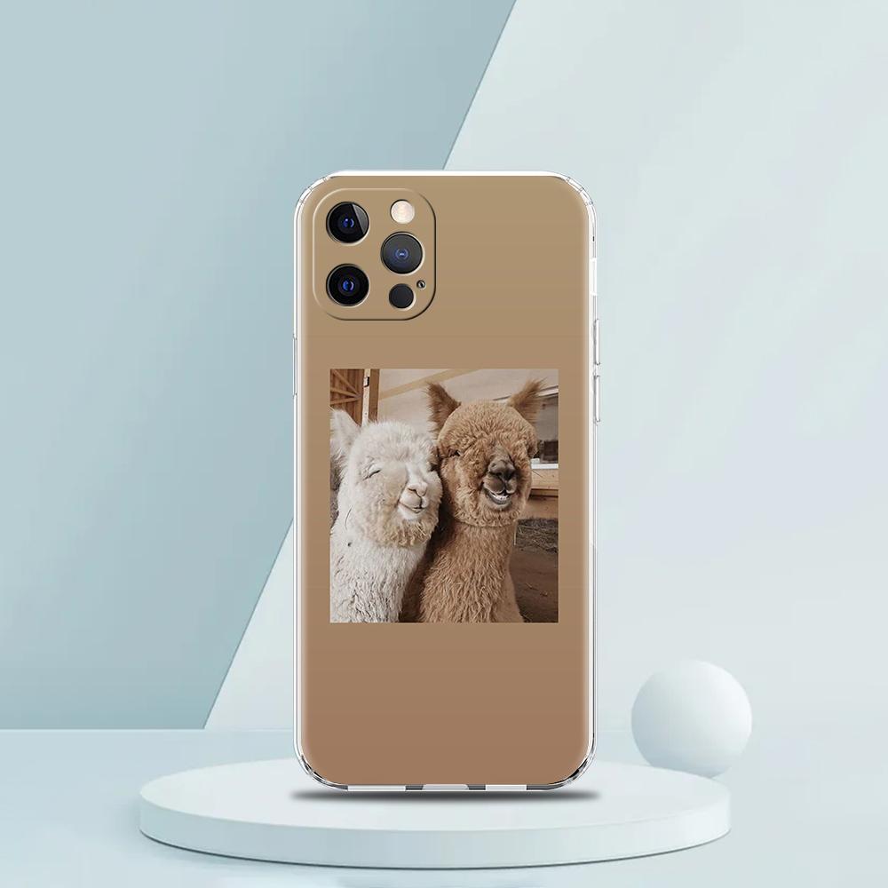 Для iPhone 15 16 14 13 12 mini 11 Pro Max XS X XR SE 7 8 Plus Силиконовый Прозрачный Чехол Кавайный Альпака Прекрасный Роскошный Чехол для Телефона