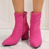 Fashion Large High Heel New Solid Side Zipper Pointed Women's Short Boots