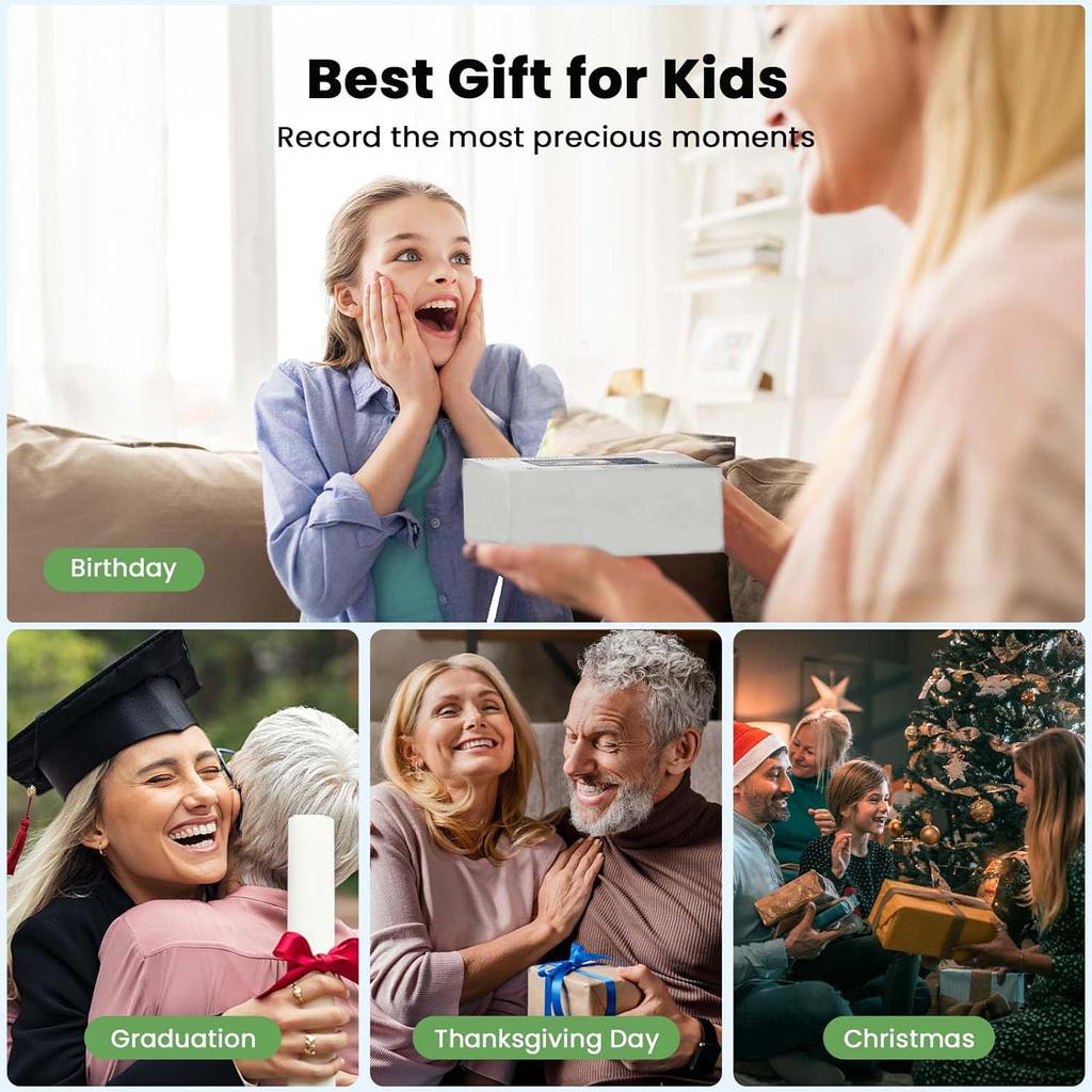 HD Digital Camera Ring Fill Light Dual Camera With 64GB Card 1080P Video Recorder Educational Toys Birthday Gifts For Boy Girl