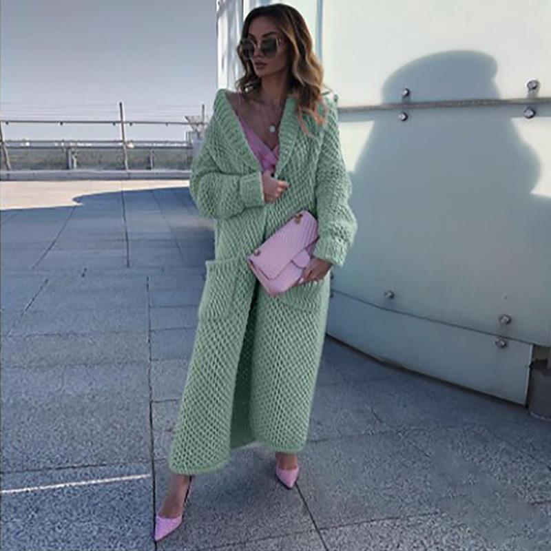 Осенний кардиган, свободный вязаный джемпер, длинное пальто, джемпер-накидка