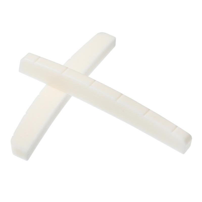6 String Guitar Nut Saddles Cattle Bone Pre-Slotted Top Nut Curved Bottom
