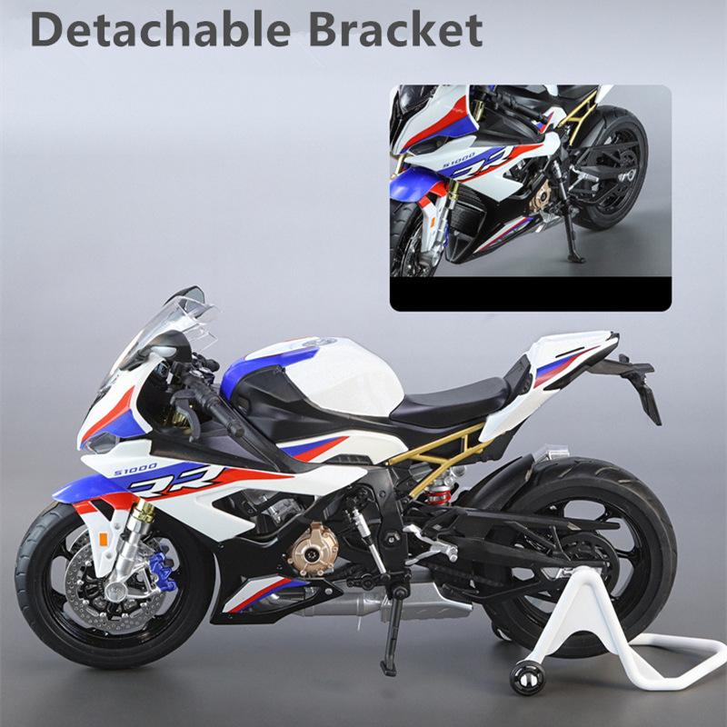 1/9 BMW S1000RR Alloy Racing Motorcycle High Simulation Metal Street Sports Motorcycle Model with Light Collection Children Toy Gift