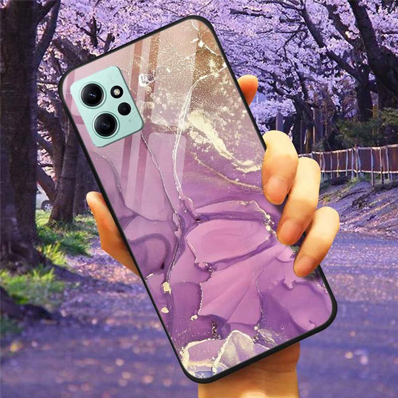 Чехол для Xiaomi Redmi Note 12 4G 2023 Закаленное стекло Звездный Мрамор Жесткая Задняя Крышка Защитный Чехол для Redmi NOTE 12 Note12 4G Global