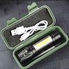 XP-G Q5 Светодиодный мощный мини-фонарик Cob Боковые фонари Зарядка через USB Многофункциональный зум Ультра яркий мини-фонарик