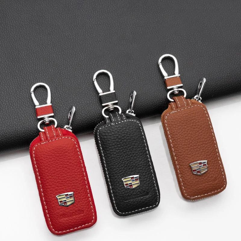 AABHX1 Leather Car Key Bag Case for Cadillac Escalade CTS ATS SRX Deville BLS XT4 XT5 XT6 STS XTS SLR XLR CT4 CT5 CT6 Auto Accessories