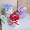 Romantic Soap Rose Flower Hugging Bucket Hand Holding Flower Box Round Flowers Gift Packaging Boxes Valentine'S Day Decor