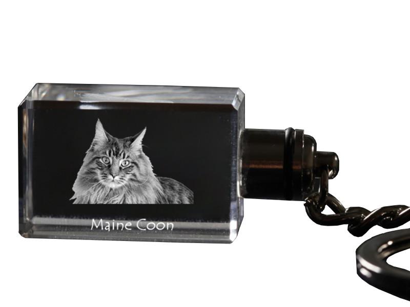Maine Coon - Crystal Pendant with Cat Photo, Illuminated Pendant, Unique Gift by Art-Dog Brand