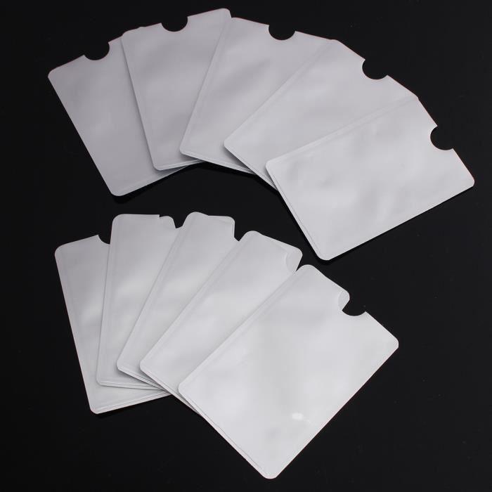 Lot de 10 pochettes de protection RFID/NFC pour cartes bancaires - Argenté