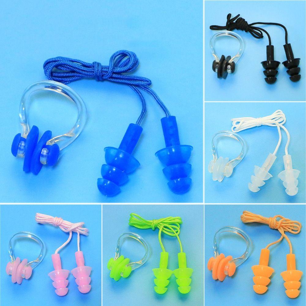 Soft Silicone Ear Plugs With Box Waterproof Swim Dive Supplies Accessories Nose Clip Sleep