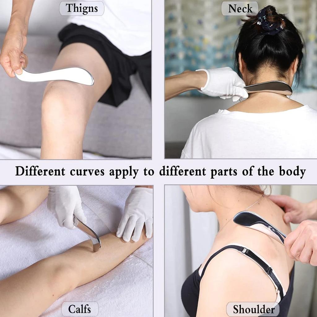 3 in 1 Stainless Steel Gua Sha Massage Tools-Scraping Massage Tools Muscle Scraper Tool for Back,Arms Derma Edge Massage Tool